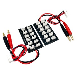 2Pcs 2S 7.4V LiPo Parallel Charging Board JST-PH2.0 3-Pin 4.0mm Banana Plug 2S LiPo Battery Charge Board for Balance Charger Imax B6 SCX24 Batteries