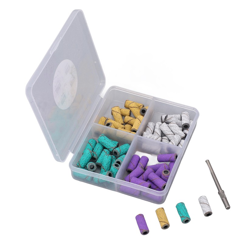 60pcs Nail Sanding Bands with Mandrel Bit Manicures Tool Professional
