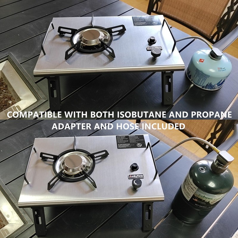 ONLYFIRE OUTDOOR LIVING Portable IGT Camping Stove with Foldable Legs,