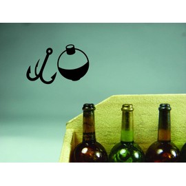 Decal - Peel & Stick Wall Sticker : Fishing Hook Sinker Bobber Mens Wildlife Outdoor Sports Home Decor Picture Art Size :10 Inches x 20 Inches