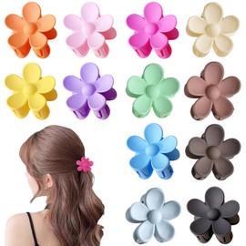 Qckarobe Small Flower Hair Claw Clips for Women Girls 12Pcs Cute Flower Hair Clips for Women Thin/Medium Thick Hair, 1.35 Inch Non Slip Matte Mini Small Hair Claw Clips