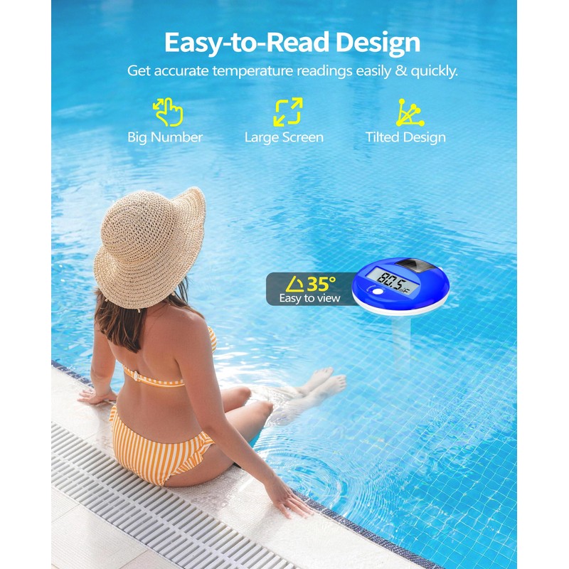 Sinbyuer Solar Digital Pool Thermometer Floating Easy Read with One