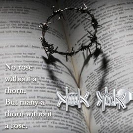 925-Sterling-Silver Barbed Wire Stud Earrings - White Gold Plated Crown of Twist Thorns Wire Stud Earring for Women, Simple Silver Tree Branch Thorn Jewelry Stud Earrings