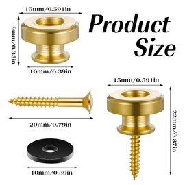 2 Pack Guitar Strap Fixator Metal Guitar Strap End Button Guitar Strap Buttons with Mounting Screws and Rubber Cushion for Classical Electric Acoustic Guitar, Bass