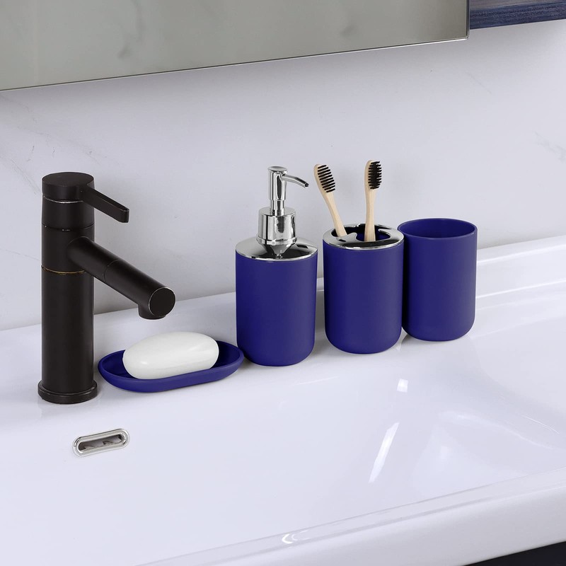 IMAVO Bathroom Accessories Set,Navy Blue Bathroom Set,9 Pieces Bathroom Accessory
