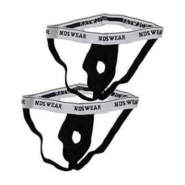 NDS Wear Open Suspensory Stretch Cotton Jock Strap Underwear (X-Large, 2-Pack Black)
