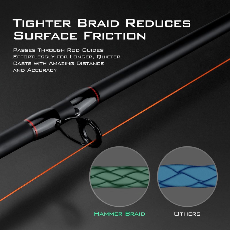 KastKing Hammer Braid Línea de pesca, naranja, 8 hebras, 80