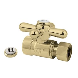 Kingston Brass CC43252X Vintage 1/2-Inch Sweat 3/8-Inch O.D. Comp Straight Shut-Off Valve, Polished Brass