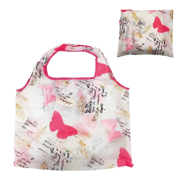 Pink Butterfly Folding Eco Bag, 04 pink butterfly