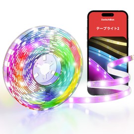 [2024 Model] SwitchBot LED Strip Light 2 Alexa Indirect Lighting - SMD5050 High Brightness RGB 16 Million Colors Multicolored Dimming/Color Adjustment Wi-Fi・Bluetooth 5m Cuttable PU Coating Compatible