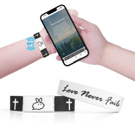 Christian Daily Bible Verse Bracelets: Scan Wearable Scripture Christian Bracelet for Men Women - Faith Prayer Gospel Wristbands Daily Bible Verse Bracelet God Jesus Wrist Band Religious Gifts for Men