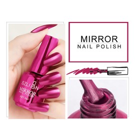 KYDA 18ml Mirror Nail Polish, Bright Colorful Nail Polish for Nail Art, Longlasting Mirror Effect Nail Art Polish, Gorgeous Glossy Manicure Nail Lacquers-Purple, 0.61 fl oz