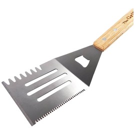 The Grill-de-beast Spatula 6 in 1 Grilling Tool! Stainless Steel with Engraved Wood Handle.