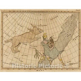 Historic Pictoric Map : Constellations Near The Lynx., 1824, Vintage Wall Art : 24in x 18in