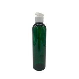 Natural Farms 8 oz Green Cosmo Plastic Bottles -12 Pack Empty Bottle Refillable - BPA Free - Essential Oils - Aromatherapy | White Flip Up Snap Cap - Made in the USA
