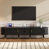 SOFTSEA Modern Fluted TV Stand with Charging Station for 80"+
