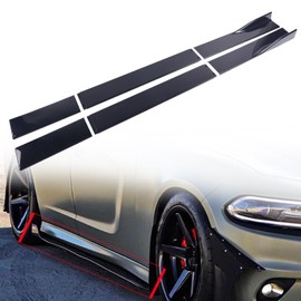 6PCS 78.7inch/2m Universal Car Side Skirts,Black Extension Splitter Lip Pair Side Skirt Body Kit Splitters Diffuser Fit Most Car