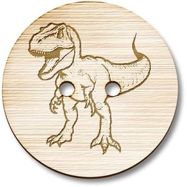 8 x 23mm 'Tyrannosaurus Rex Dinosaur' Round Wooden Buttons (BT00121316)