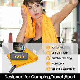 4monster Microfiber Travel Towel,Lightweight Gym Towel, Super Absorbent,Quick Drying,Soft, Sport Towel Suitable for Gym,Golf,Beach,Swimming,Backpacking,Camping,Travel,Yoga,Sports Orange-S