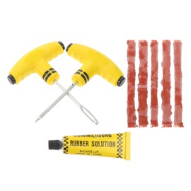 BUGUUYO Motorcycle and Car Tire Repair Kit Heavy Duty Tubeless Tire Puncture Repair Tool Set with Quick Fix Strips Universal for Use for Motorcycles and Cars