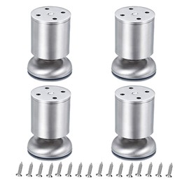 lyualma Set of 4 Stainless Steel Furniture Feet, 50 x 80 mm, Adjustable Cabinet Feet for Furniture, Sofa, Cabinet, Table, Beds with Rubber Mat and Screws