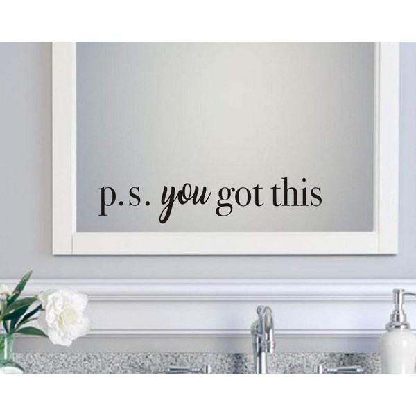 You Got This Wall Decal Inspirational Attitude Vinyl Wall Sticker for Office, Bathroom Mirror Decal, Family Lettering Stickers Home Wall Decorations, Black