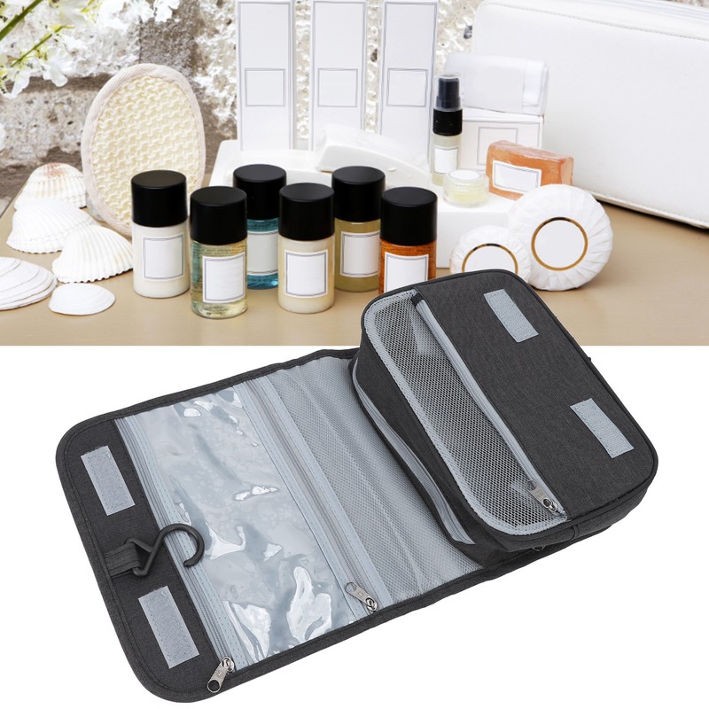 Hanging Toiletry Bag Large Capacity Grid Interlayer Classification Storage Waterproof