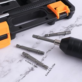 Socket Adapter, 6 Pieces, Socket Adapter Set, 1/4 Inch Hex Adapter, Square, Hex Shank for Drill and Cordless Screwdriver, Bit Holder