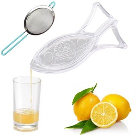 Manual Lemon Juicer, Acrylic Manual Lemon Slice Squeezer, Portable Transparent Fruit Juicer, Elegance Fish Shape, Hand Juicer for Orange Lemon Lime Pomegranate