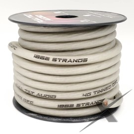 Full Tilt 4 Gauge CLEAR 50' Tinned OFC Oxygen Free Copper Power/Ground Cable/Wire