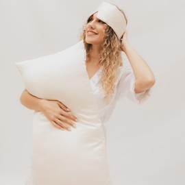 bene-sleep Premium Silk Pillowcase - 100% Mulberry Silk 22 Momme | Reinforced Seams | Oeko-Tex Certified* | Anti-Frizz & Wrinkle Reduction | Hypoallergenic & Skin Friendly (White, 40 x 80 cm)