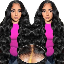 XNJ 30 Inch Glueless Wigs Human Hair Pre Plucked Pre Cut 200% Density Lace Front Wigs Human Hair Body Wave 7×5 Closure Wear And Go Wig Human Hair Black Wig For Women