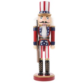 CLISPEED Patriotic Nutcracker Figures: Christmas Nutcracker Decorations Wooden Nutcracker Soldier with American Flag for Christmas Party, Memorial Day, 4th of July and Holiday Decor