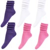HOT FEET Girls Slouch Socks - 6 PK Tall Stacked