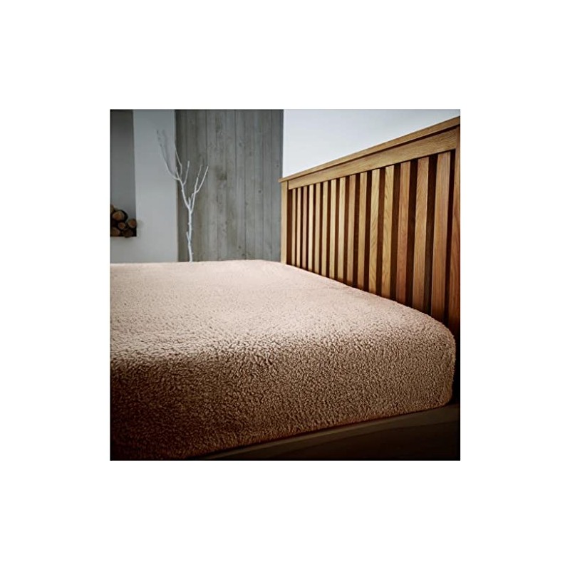 Teddy Plain Fleece Fitted Sheet Double, Premium Warm & Cosy