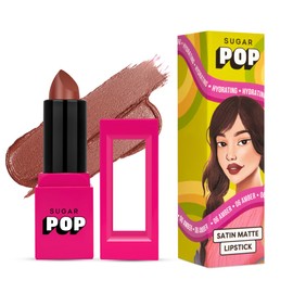 SUGAR POP Satin Matte Lipstick - 06 Amber (True Brown) - 3 gm - Infused with Vitamin E, Shea Butter & Jojoba Oil l Full Coverage, Ultra Pigmented, Hydrating, Weightless Formula l Lipstick for Women