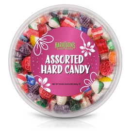 Harrisons Assorted Hard Candy Mix, 21oz | Bulk Holiday Candy in Presentable Container with Resealable Lid | Old Fashion & Nostolgic Hard Candy | Kosher