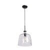 Simplicite Round Pendant - Black - Clear Wavy Glass Diffuser