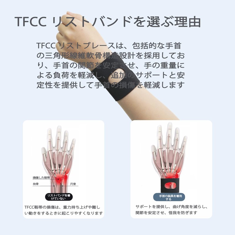 Clcyricher 手首サポーター TFCC【2枚組】 スポーツ リストバンド 超薄型 軽量 固定サポーター 手首用 薄手