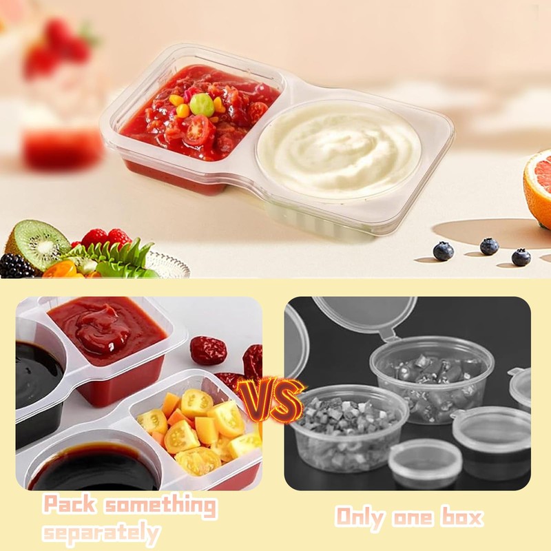 XLTXWD 25 PCS Reusable Snack Pots 2 Compartments, Reusable Snack