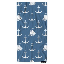 AOYEGO Anchors Bath Towel Nautical Ocean Sea Maritime Sailing Boats Vessel Beach Bath Towels Soft Microfiber Yoga/Golf/Swim/Hair/Face Towels 15x30 Inch