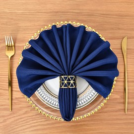 Cloth Napkins Set of 6 Washable Dinner Napkins Square 18X18 Inch Navy Blue Reusable Table Napkin with Hemmed Edges for Hotel Restaurant Wedding Party Banquet Event