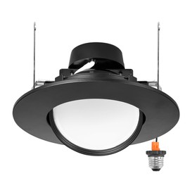 Maxxima 5 in. and 6 in. Rotatable LED Retrofit Downlight Gimbal, 1150 Lumens, 11 Watts, 5 CCT 2700K/3000K/3500K/4000K/5000K, Dimmable, Aluminum Black Trim