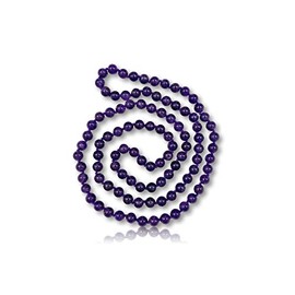 MGR MY GEMS ROCK! 36-40 Inch Long 7.5-8MM Polished-Fininsh Genuine Amethyst Endless Infinity Opera Length Chakra Mala Beaded Strand Necklace. 108 Beads Mala Necklace.