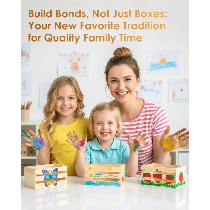 Baemin DIY Wood Crates 6 Pcs Decorative Storage Boxes, Rustic