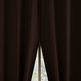 No. 918 Mendoza 2-Pack Magnetic Closure Energy Saving Grommet Curtain Panel Pair, 54" x 63", Chocolate Brown