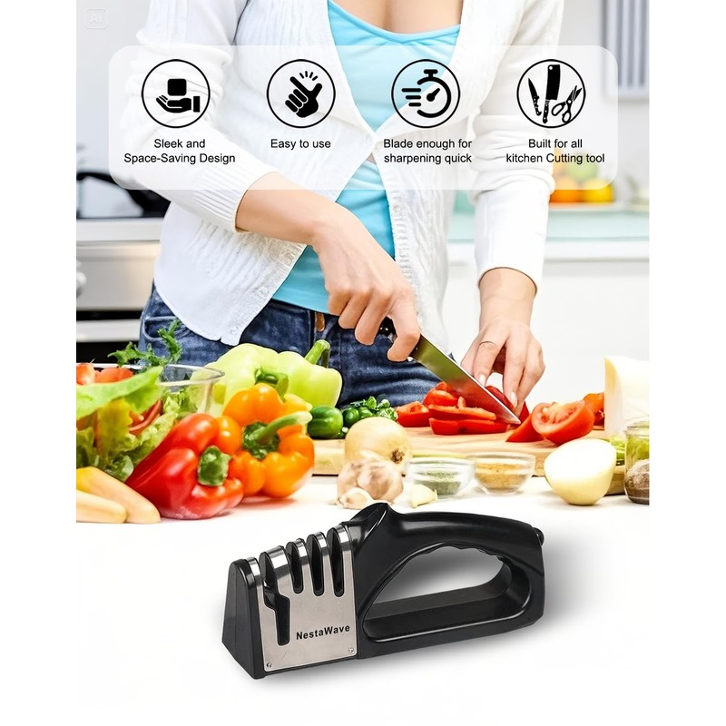 4-In-1 Kitchen Knife Sharpener, Multi-Functional Knife Sharpening Kit, Stylish Kitchen
