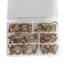 POWERTEC 70251 42 Pieces Double Wire Hose Clamp Assortment with 6 Sizes, Adjustable Hose Clamps with bolt, 1/2", 5/8", 3/4", 7/8", 1-1/8", 1-1/4"