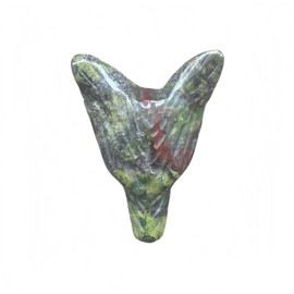 Sunshcat Natural Dragon Blood Jasper Pocket Wolf Head Crystal and Healing Stone Figurine,1.37 Inchs Perforated DIY Jewelry Pendant
