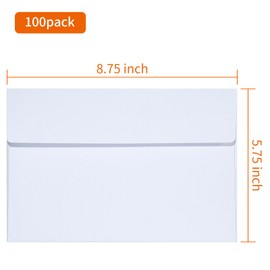 A9 Invitation Envelopes 50 Pack White 5 3/4 x 8 3/4 Inches Self Seal Printable Envelopes for 5x8 Cards,Azaza
